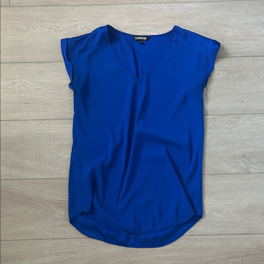 Express Women's Royal/Cobalt Blue Short Sleeve Blouse Size XS